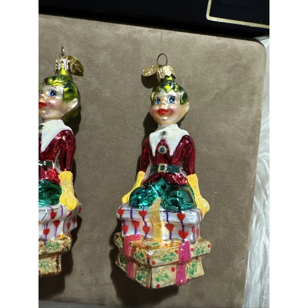 christopher radko lot of 2 Mary Mischief elf christmas ornaments VNTG 2000 w box